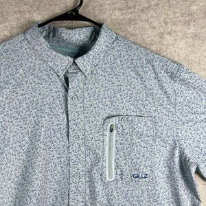 Gillz Button Up Short Sleeve Shirt Mens XL Blue Fish Vented Lightweight Fishing